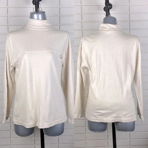 2$25 Cream beige neutrals minimalist Turtleneck sweater size large - Picture 1 of 6